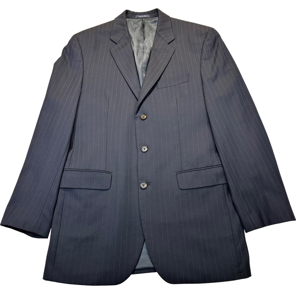 Ralph Ralph Lauren Mens 40L Navy Blue Pinstripe 100% Wool 3-Button Blazer Jacket